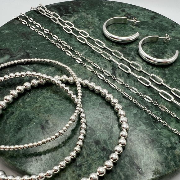 2mm 3mm 4mm Set of 3 Sterling Silver Stretch Bracelets - Picture 3 of 6